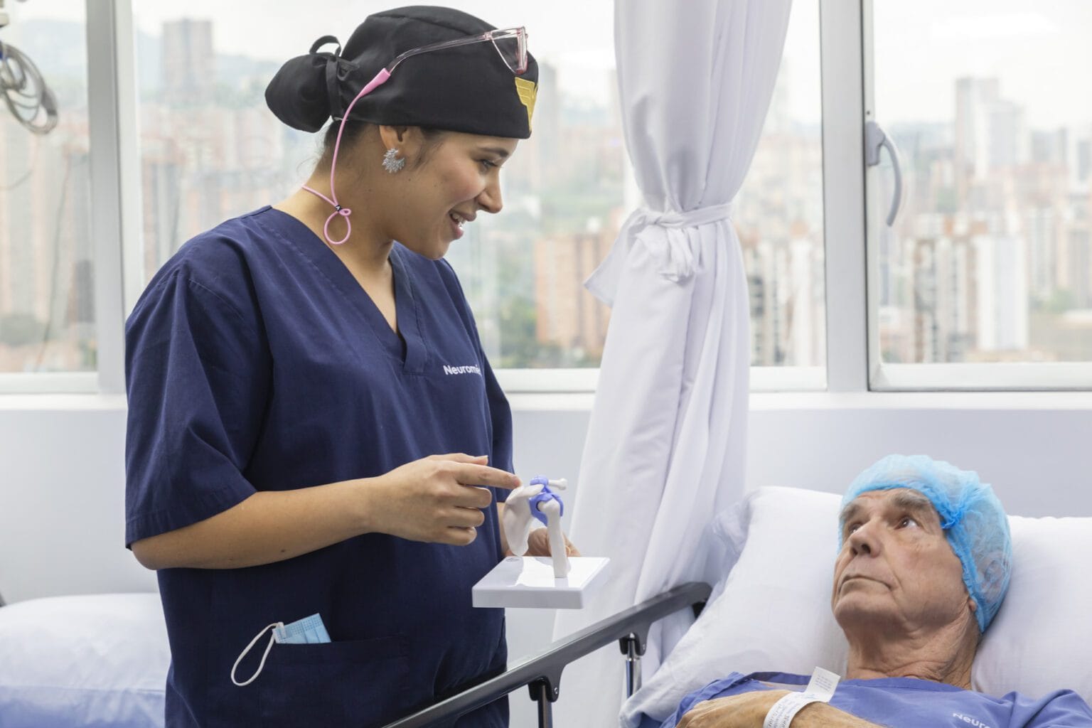 A member of our care team with a patient