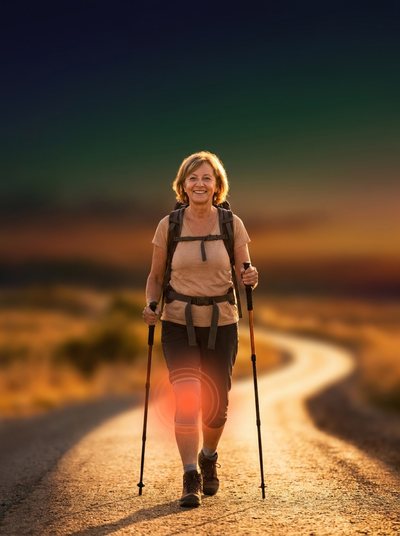 Active patient hiking after knee regeneration